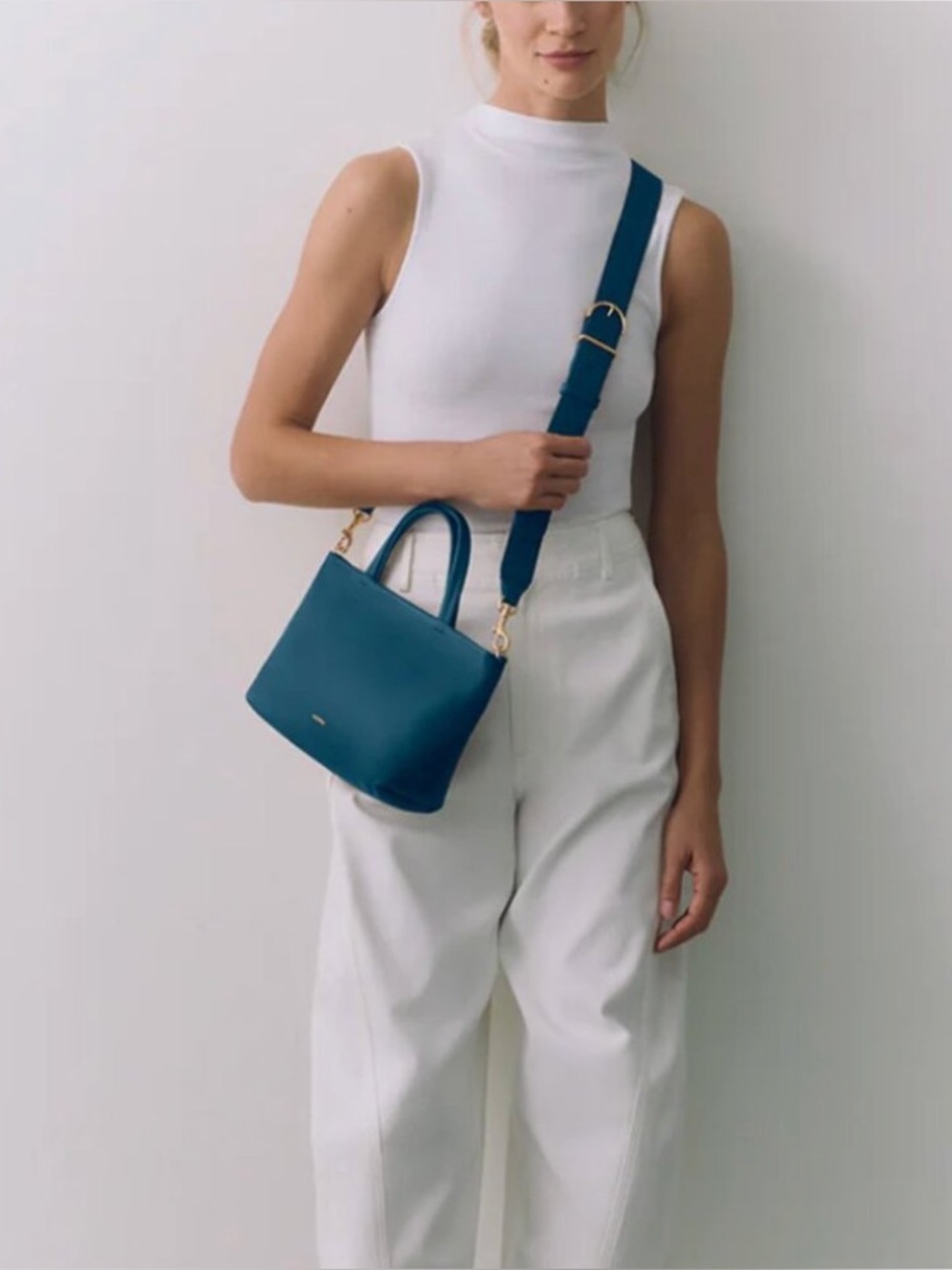 Cuyana Mini Zipper Tote in Jade (teal color) LIKE NEW